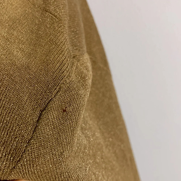 Lafayette 148 size medium light brown sparkle ruched square neckline blouse - Picture 2 of 9